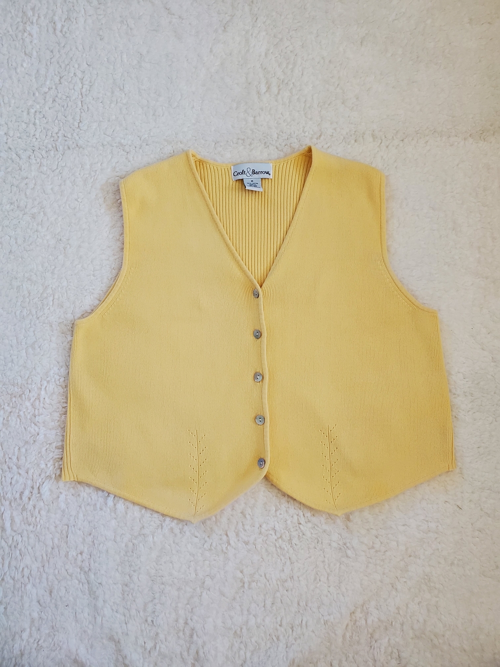 croft & barrow Pastel Yellow Knit Button-Up Vest